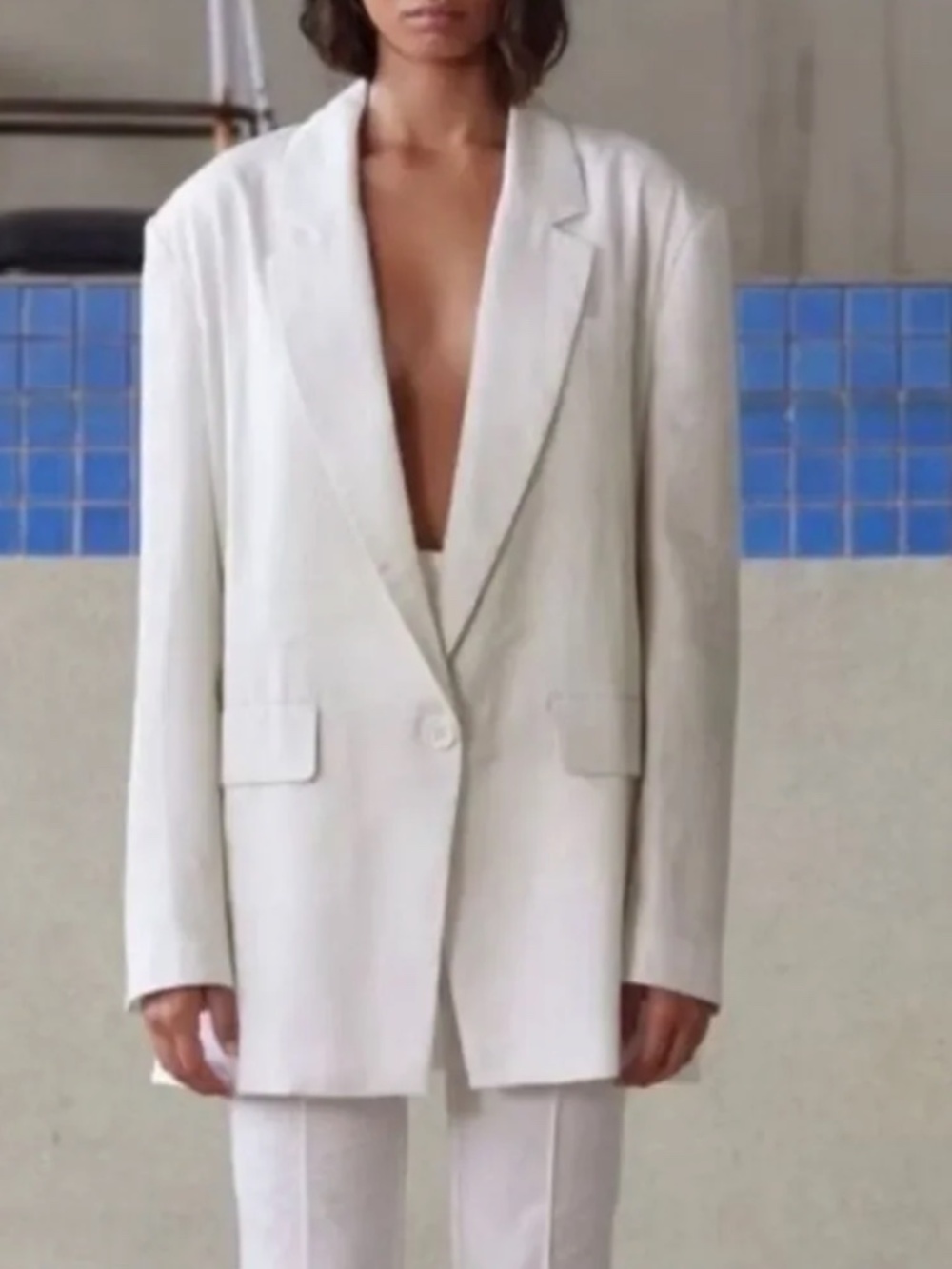 NWT PIPPA The Label Marlow Oversized Blazer In White Size Small MSRP $270